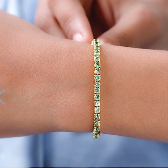 Tsavorite Garnet Tennis Bracelet Vermeil YG Over Sterling Silver8.10 ctw - Picture 2 of 6